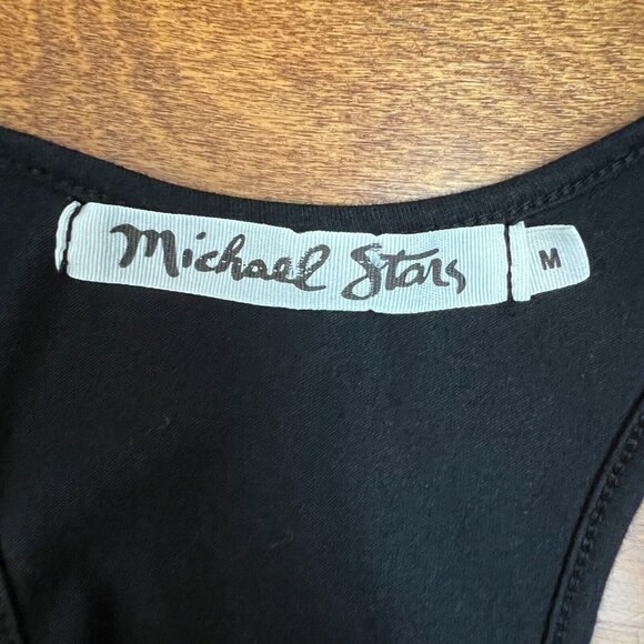 Michael Stars Racerback Midi Dress Womens Medium Black Shirred Bodycon 9579 M - Picture 10 of 14